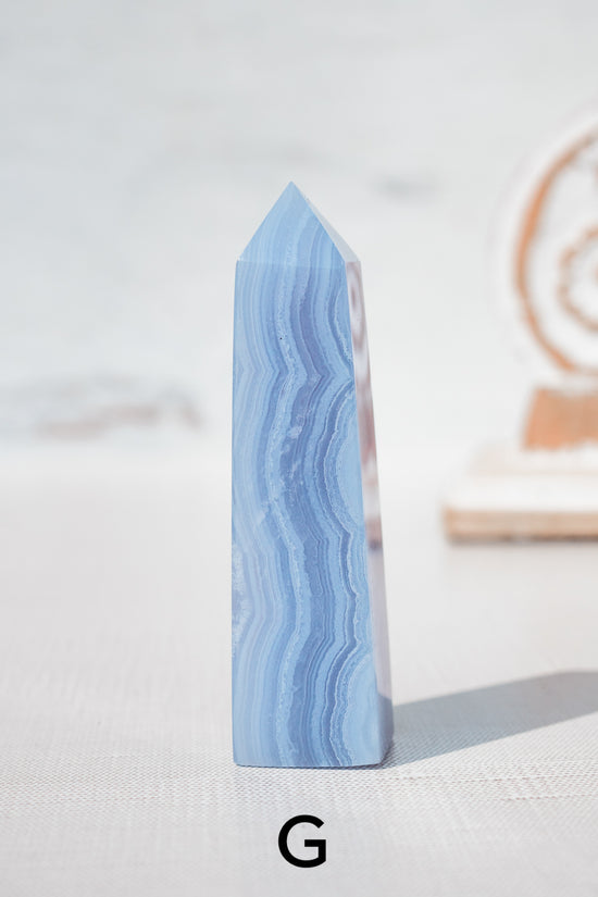 blue lace agate crystal point g