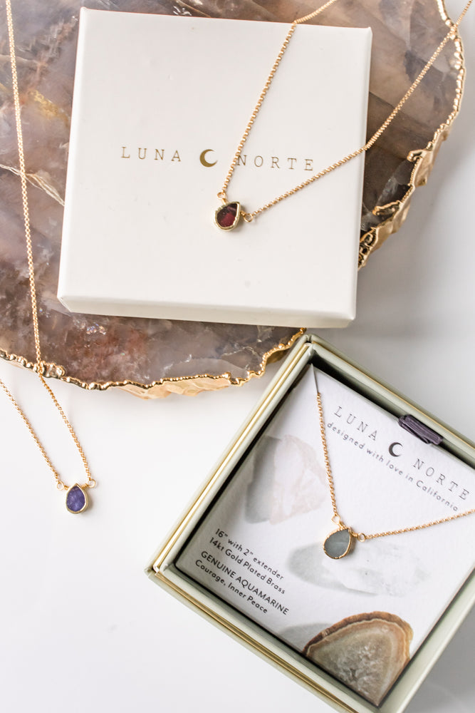 Gemstone Teardrop Necklace