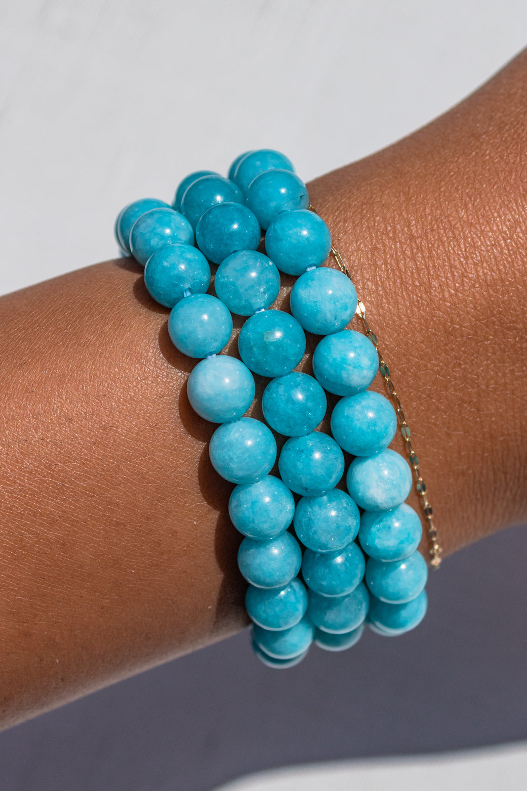 Aquamarine Beaded Bracelet - 8mm