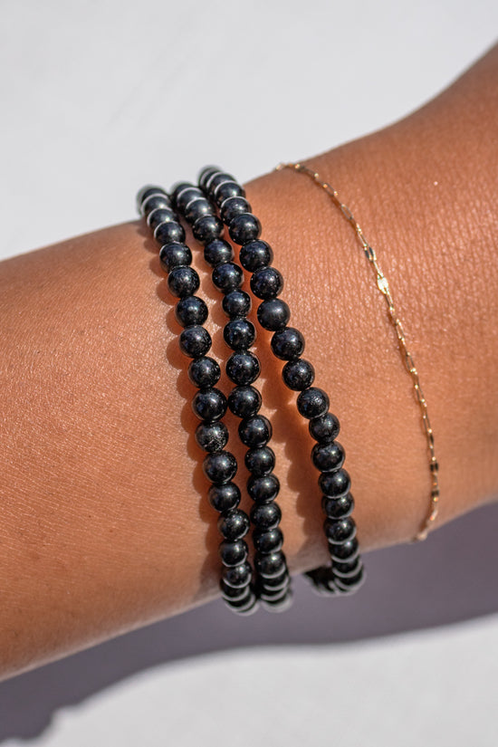 Jet Beaded Bracelet - 4mm