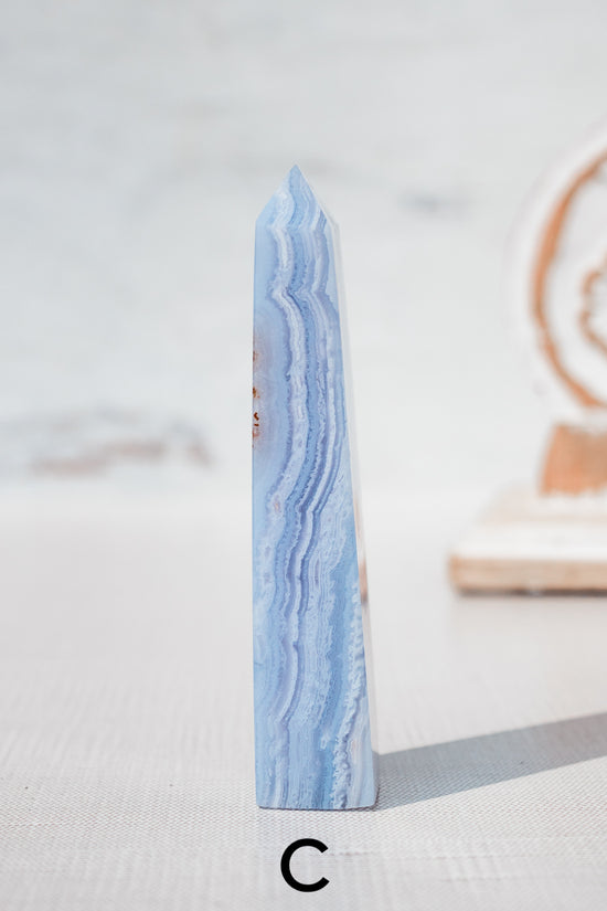 blue lace agate crystal point