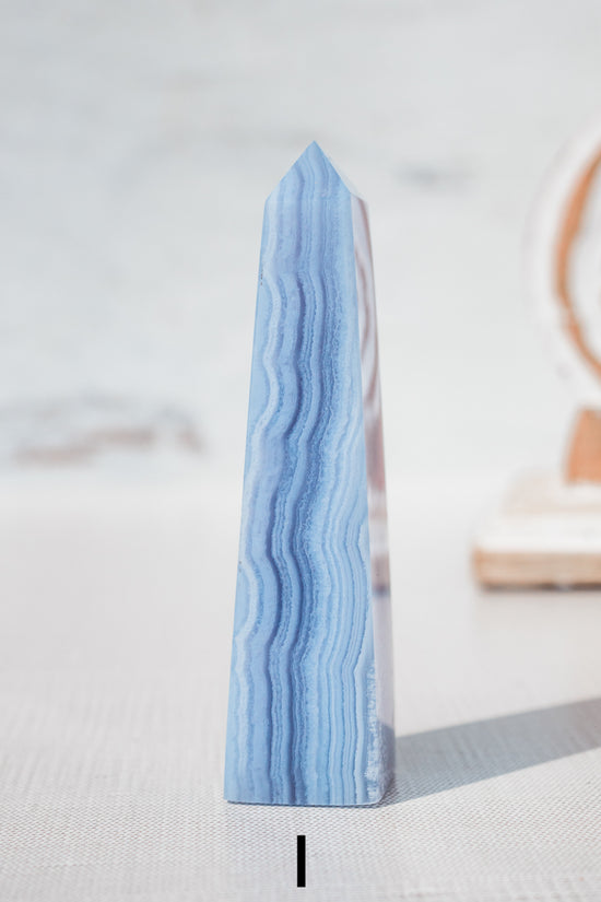 blue lace agate crystal point I