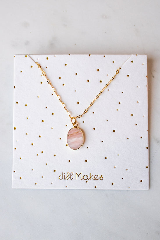 Pink Opal Gemstone Necklace