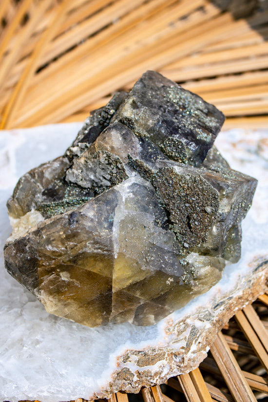 "Doireann" Fluorite with Pyrite Cluster