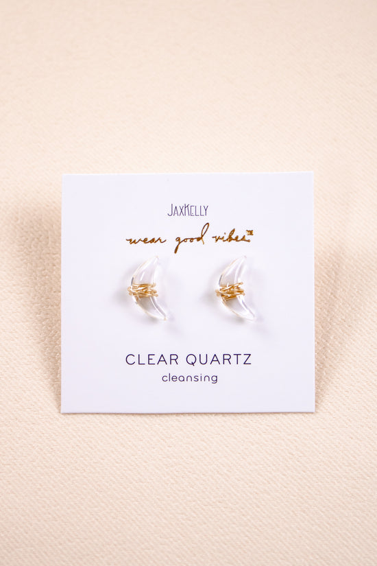 Gem Moon Stud Earrings