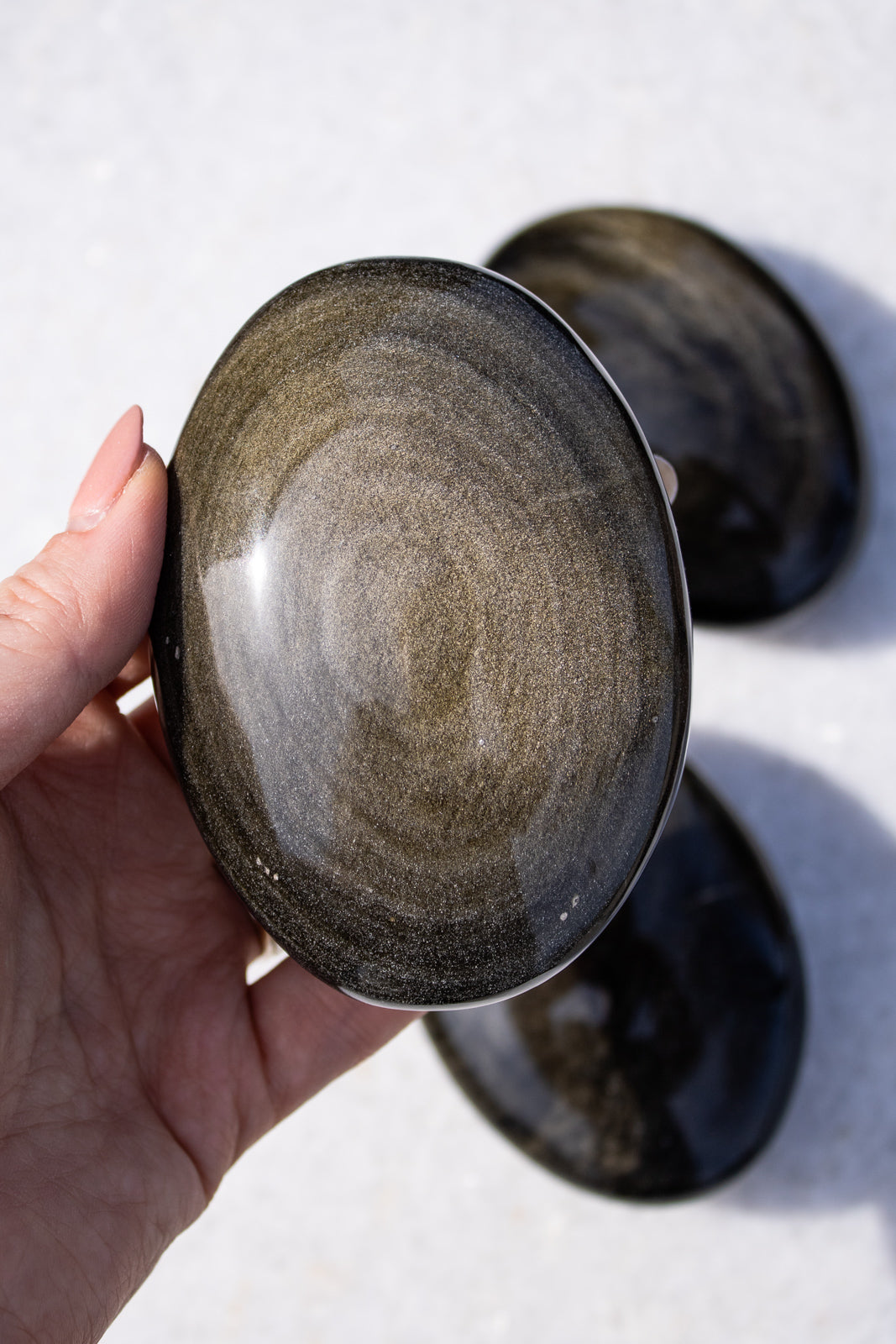 Goldsheen Obsidian Palm Stone