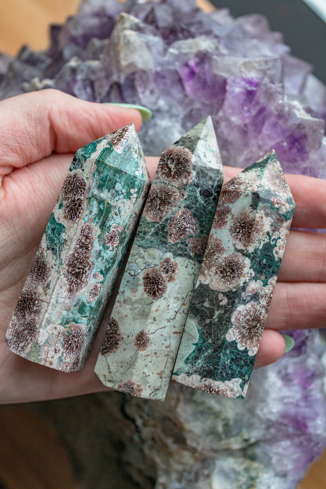 Rhyolite Flower Jasper Point – Selene Stone