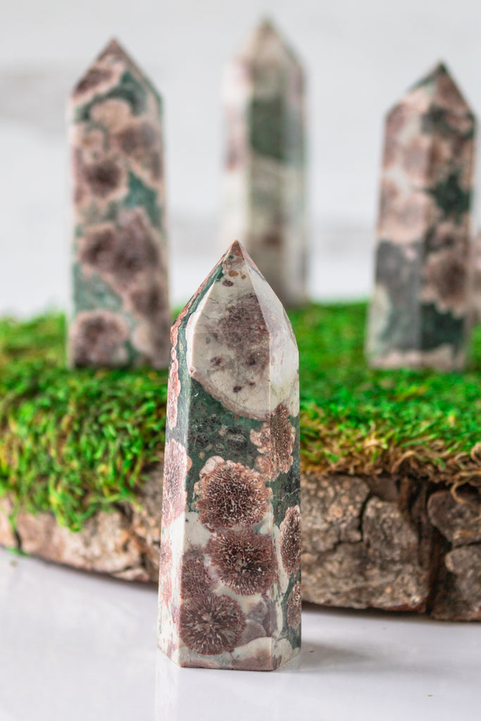 Rhyolite Flower Jasper Point – Selene Stone